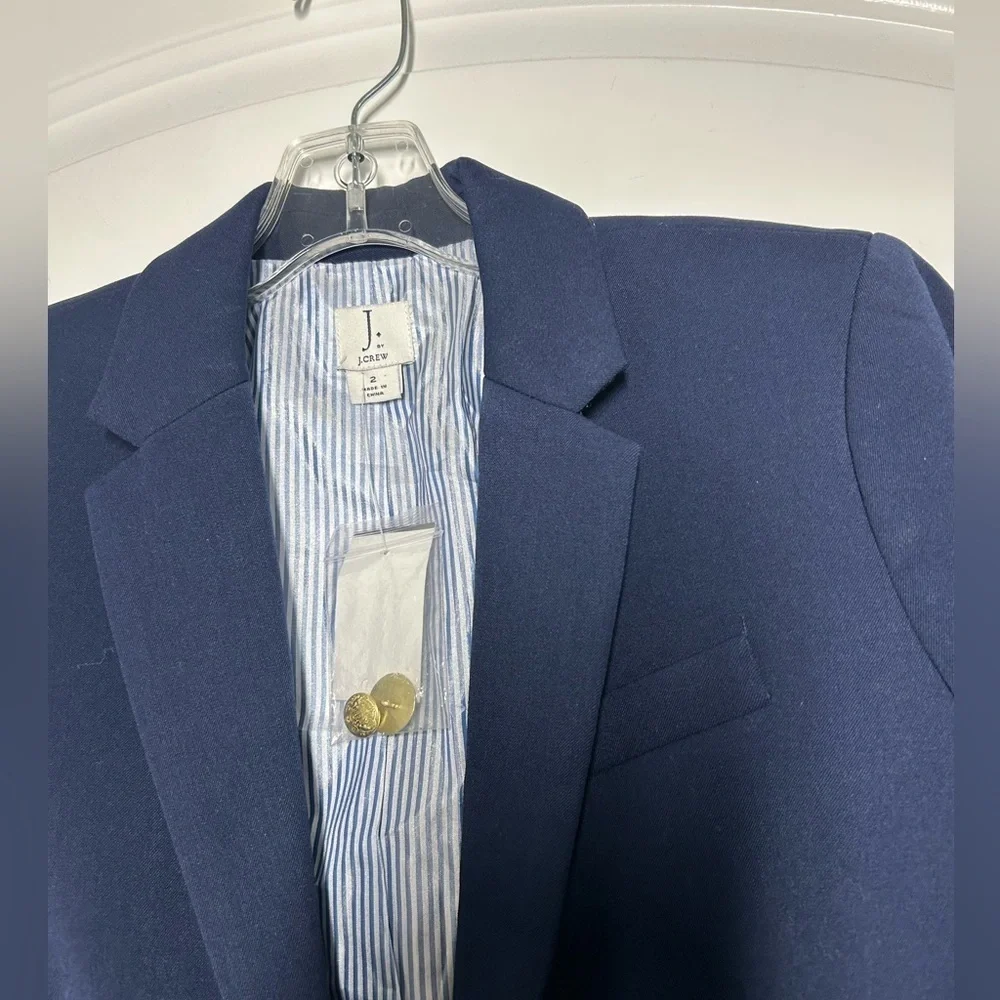 J. Crew Original schoolboy Navy blazer gold button size 2 NWT preppy academia